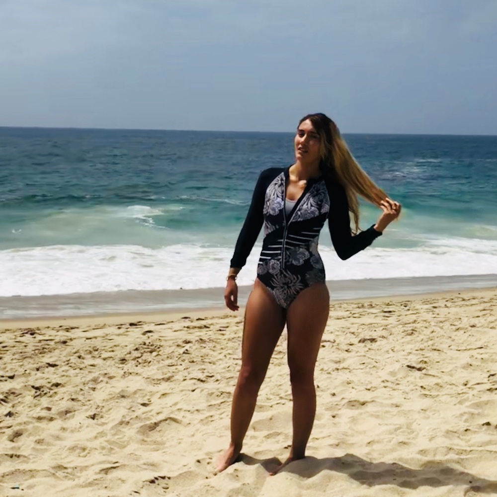 One piece zip up bathing suit